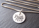 Sterling silver faith over fear necklace - Drake Designs Jewelry