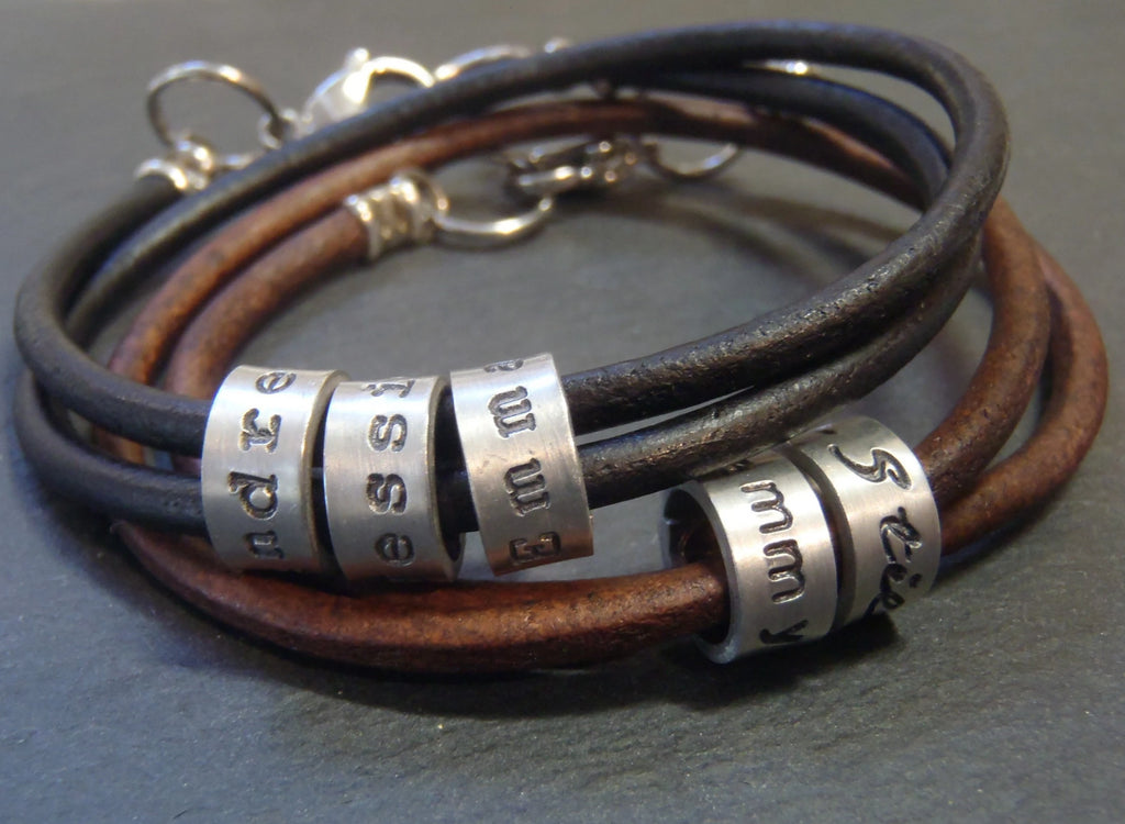  Personalized Leather Bracelet for Men, Mens Jewelry