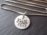 Sterling silver faith over fear necklace - Drake Designs Jewelry