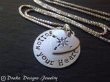 Sterling silver compass - Follow your heart necklace - Drake Designs Jewelry